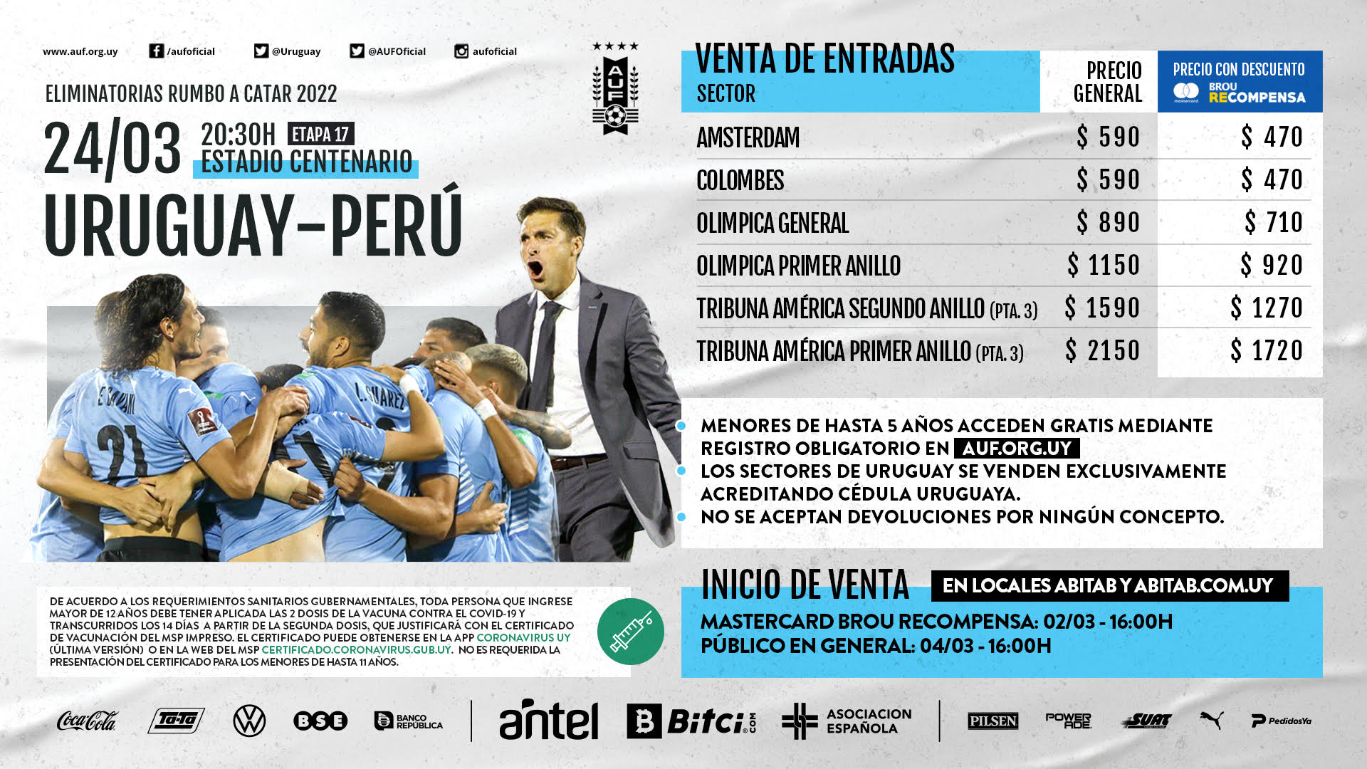 Están los detalles de la venta de entradas para Uruguay – Perú – Portal ...